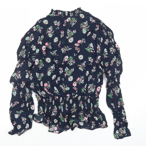 Marks and Spencer Womens Blue Floral Long Sleeve Tunic Blouse Size 10