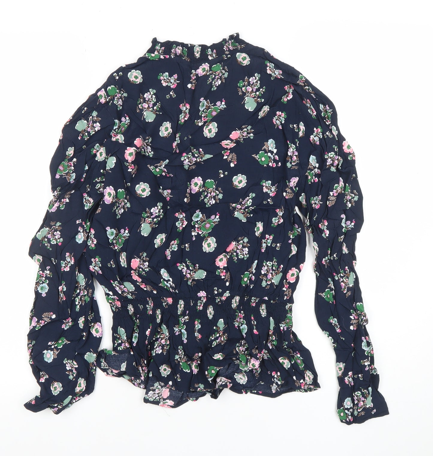 Marks and Spencer Womens Blue Floral Long Sleeve Tunic Blouse Size 10
