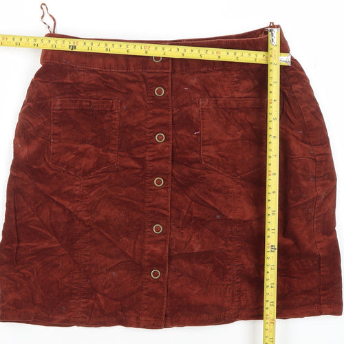 EDC Women’s Brown Corduroy Button Front Mini Skirt Size 10