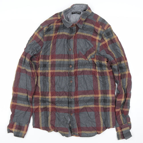 Brave Soul Men's Multicoloured Check Long Sleeve Cotton Shirt S