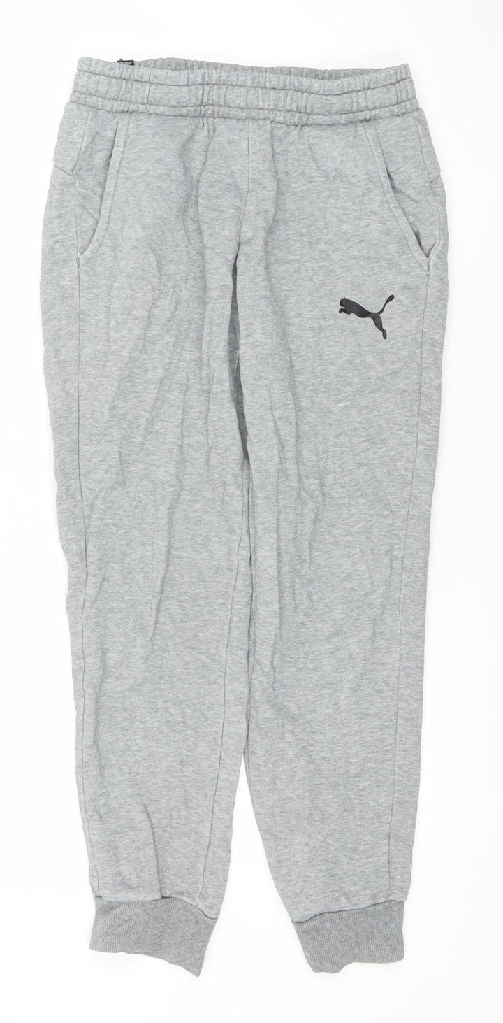 Puma Men Grey Small Jogger Sweatpants Elastic Waist