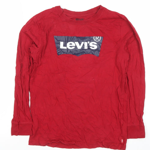 Levi's Boys Red Long Sleeve Logo T-Shirt Size 16 Years Cotton Crew Neck