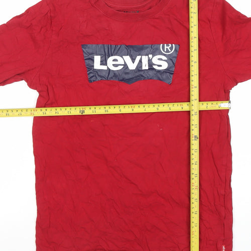 Levi's Boys Red Long Sleeve Logo T-Shirt Size 16 Years Cotton Crew Neck