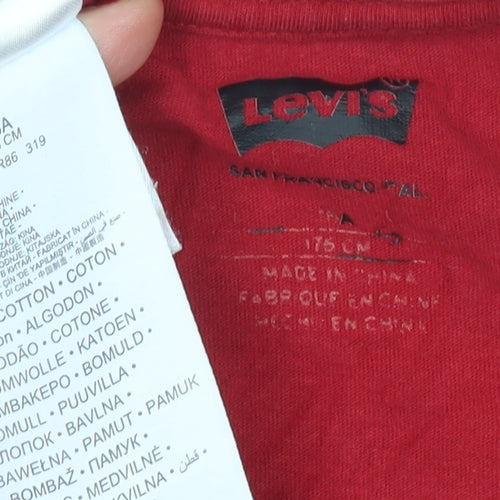 Levi's Boys Red Long Sleeve Logo T-Shirt Size 16 Years Cotton Crew Neck