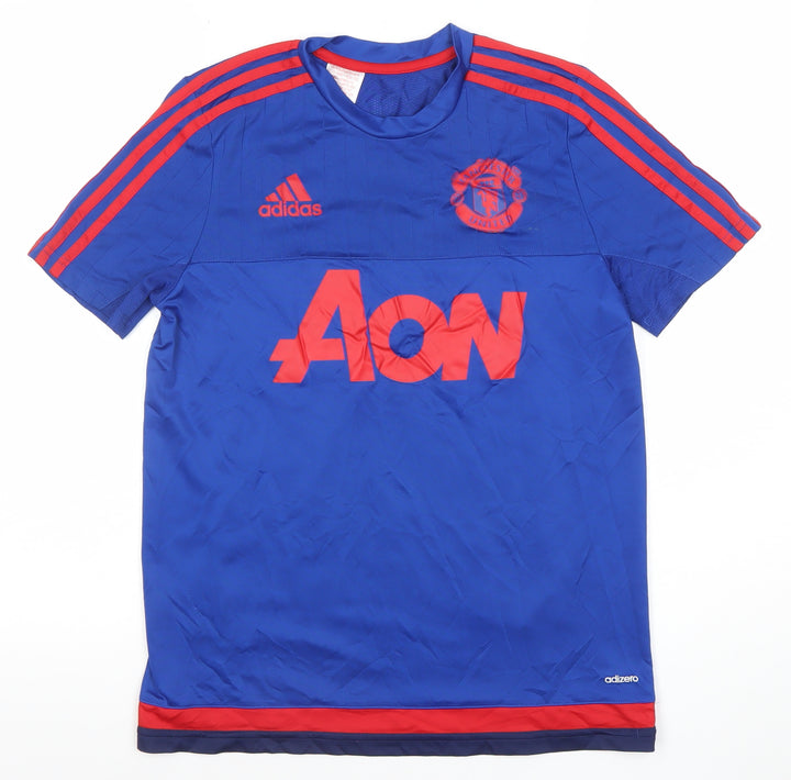 Adidas Boys Blue Manchester United ClimaCool Football Jersey 13-14 Years