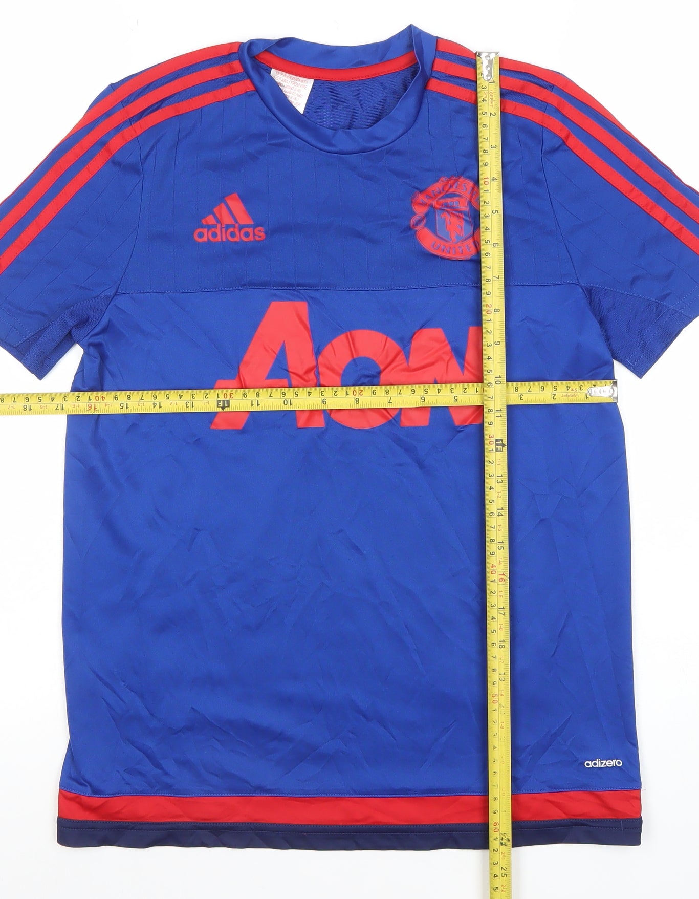 Adidas Boys Blue Manchester United ClimaCool Football Jersey 13-14 Years