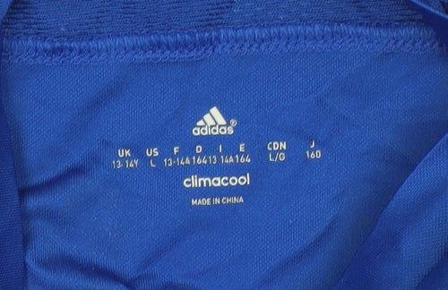 Adidas Boys Blue Manchester United ClimaCool Football Jersey 13-14 Years