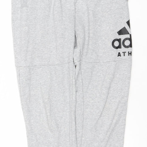 adidas Men’s Grey Jogger Sweatpants S Regular Fit Cotton Blend