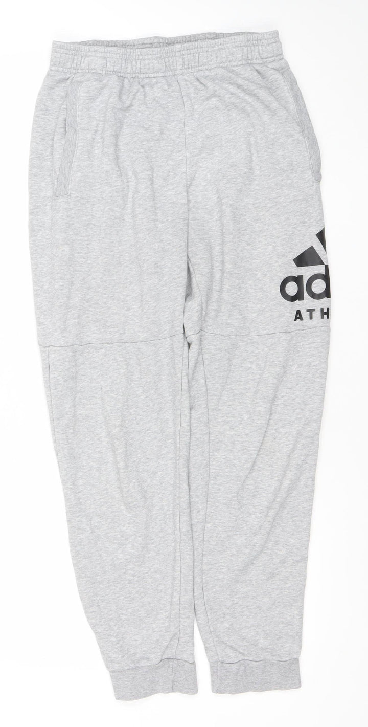 adidas Men’s Grey Jogger Sweatpants S Regular Fit Cotton Blend