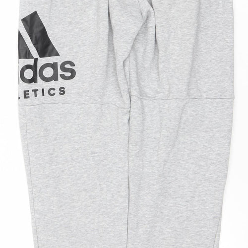 adidas Men’s Grey Jogger Sweatpants S Regular Fit Cotton Blend