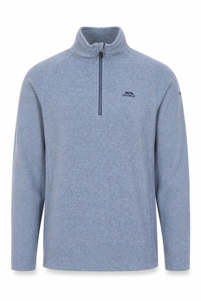 Front view of Trespass Men's Blue XS 1/4 Zip Lightweight Pullover Sweatshirt