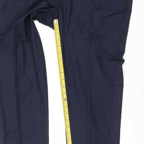 SELECTED HOMME Men's Blue Wool Blend Dress Trousers 34L