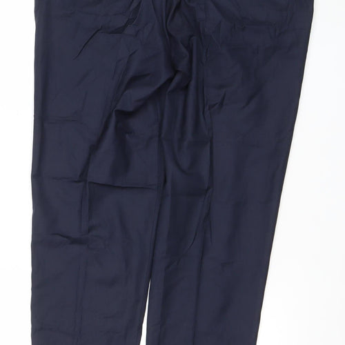 SELECTED HOMME Men's Blue Wool Blend Dress Trousers 34L