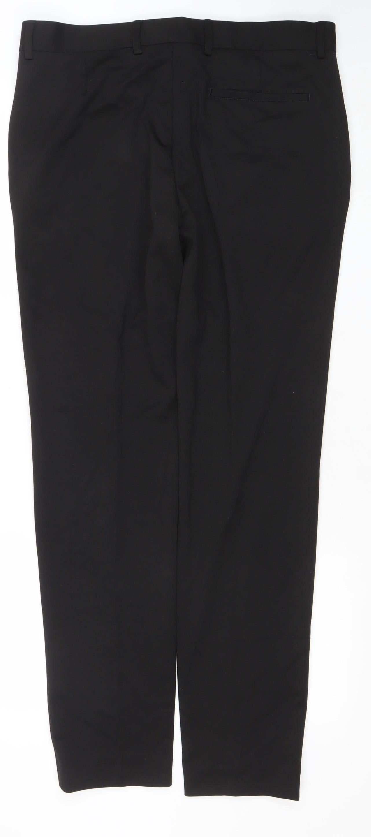 Selected Homme Men's Black Slim Tapered Trousers Size W34 L34 Polyester Blend