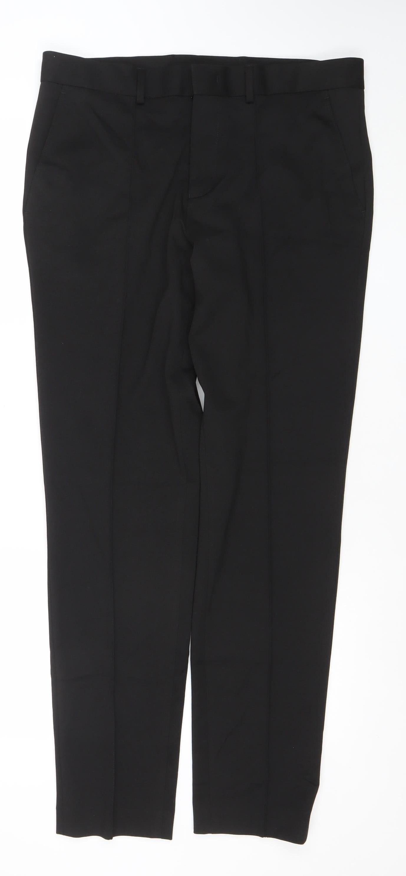Selected Homme Men's Black Slim Tapered Trousers Size W34 L34 Polyester Blend