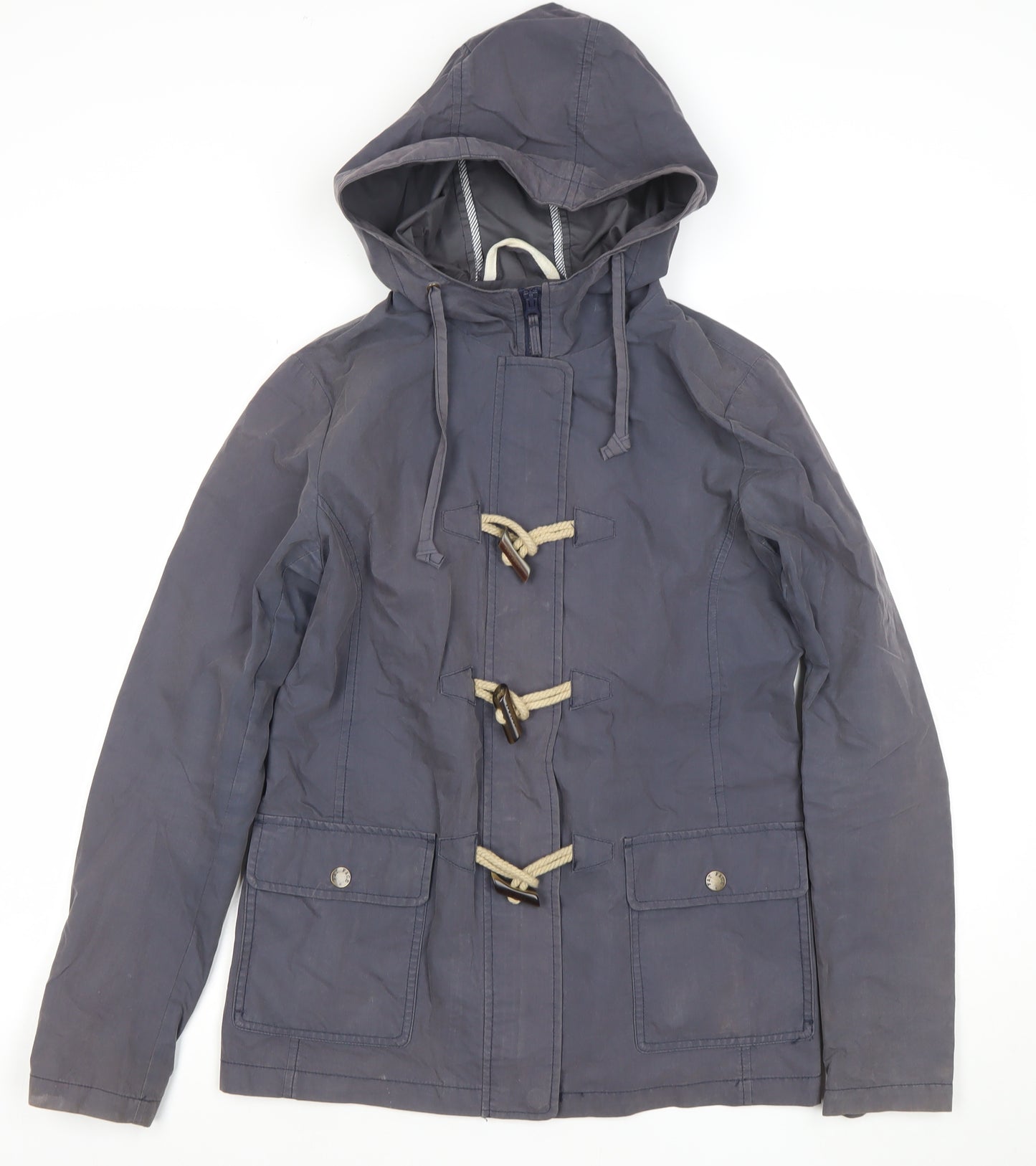 Fat Face Women's Blue Cotton Nylon Hooded Duffle Jacket Size 10