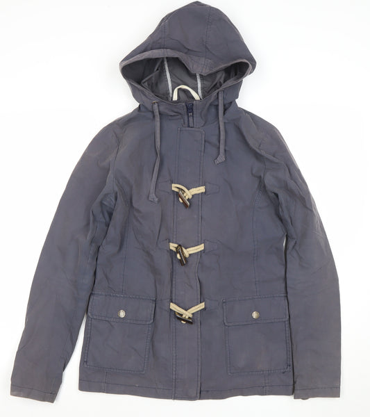 Fat Face Women's Blue Cotton Nylon Hooded Duffle Jacket Size 10