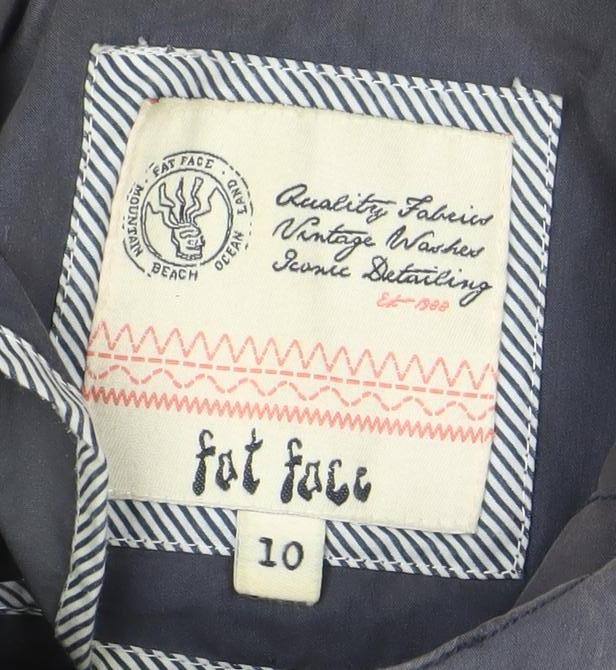 Fat Face Women's Blue Cotton Nylon Hooded Duffle Jacket Size 10