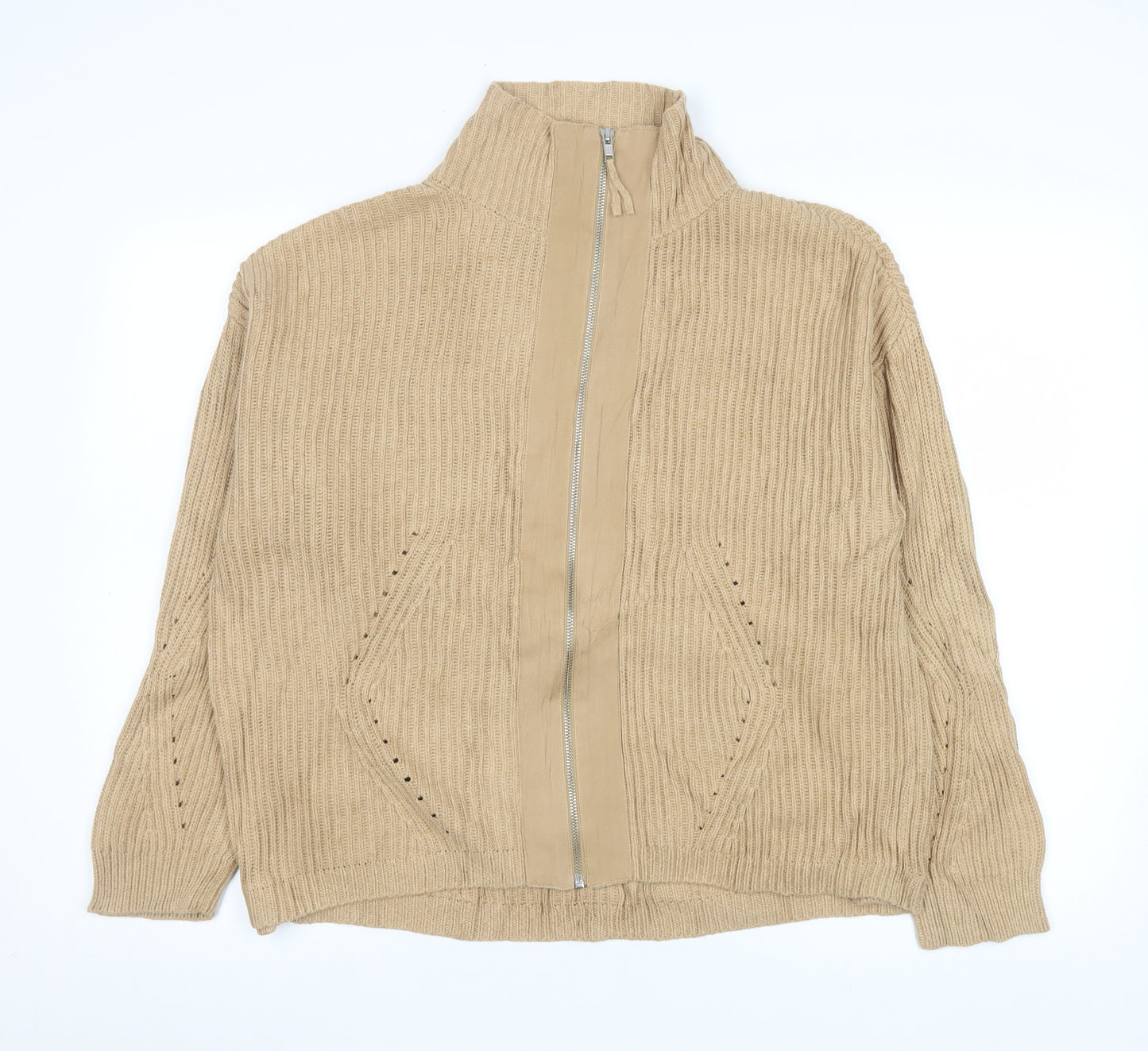 Wrap London Unisex Beige Cotton Full Zip Jumper Medium