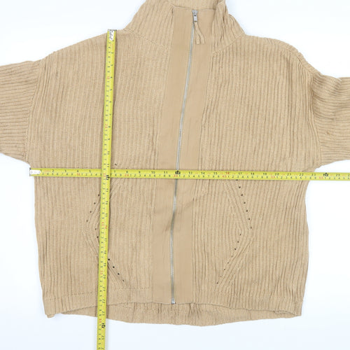 Wrap London Unisex Beige Cotton Full Zip Jumper Medium