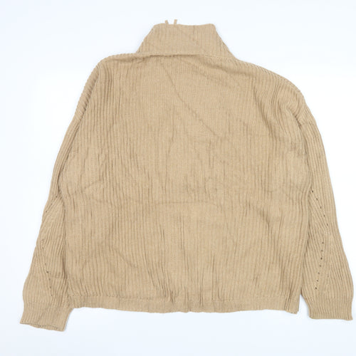 Wrap London Unisex Beige Cotton Full Zip Jumper Medium