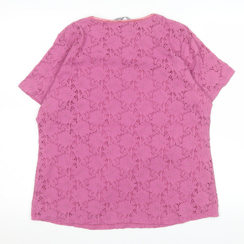 Bm Women's Pink Lace Short Sleeve Blouse Size M