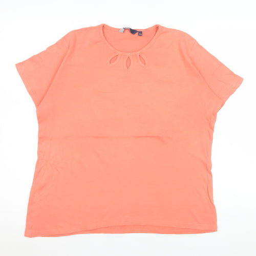 Isle Womens Orange Cotton Short Sleeve Basic T-Shirt L 18-20