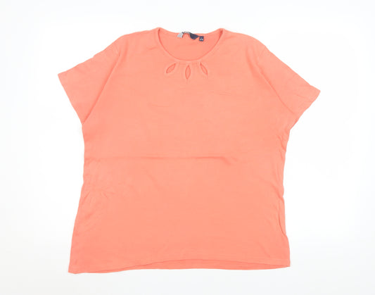 Isle Womens Orange Cotton Short Sleeve Basic T-Shirt L 18-20