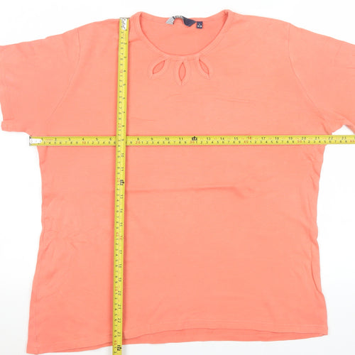 Isle Womens Orange Cotton Short Sleeve Basic T-Shirt L 18-20