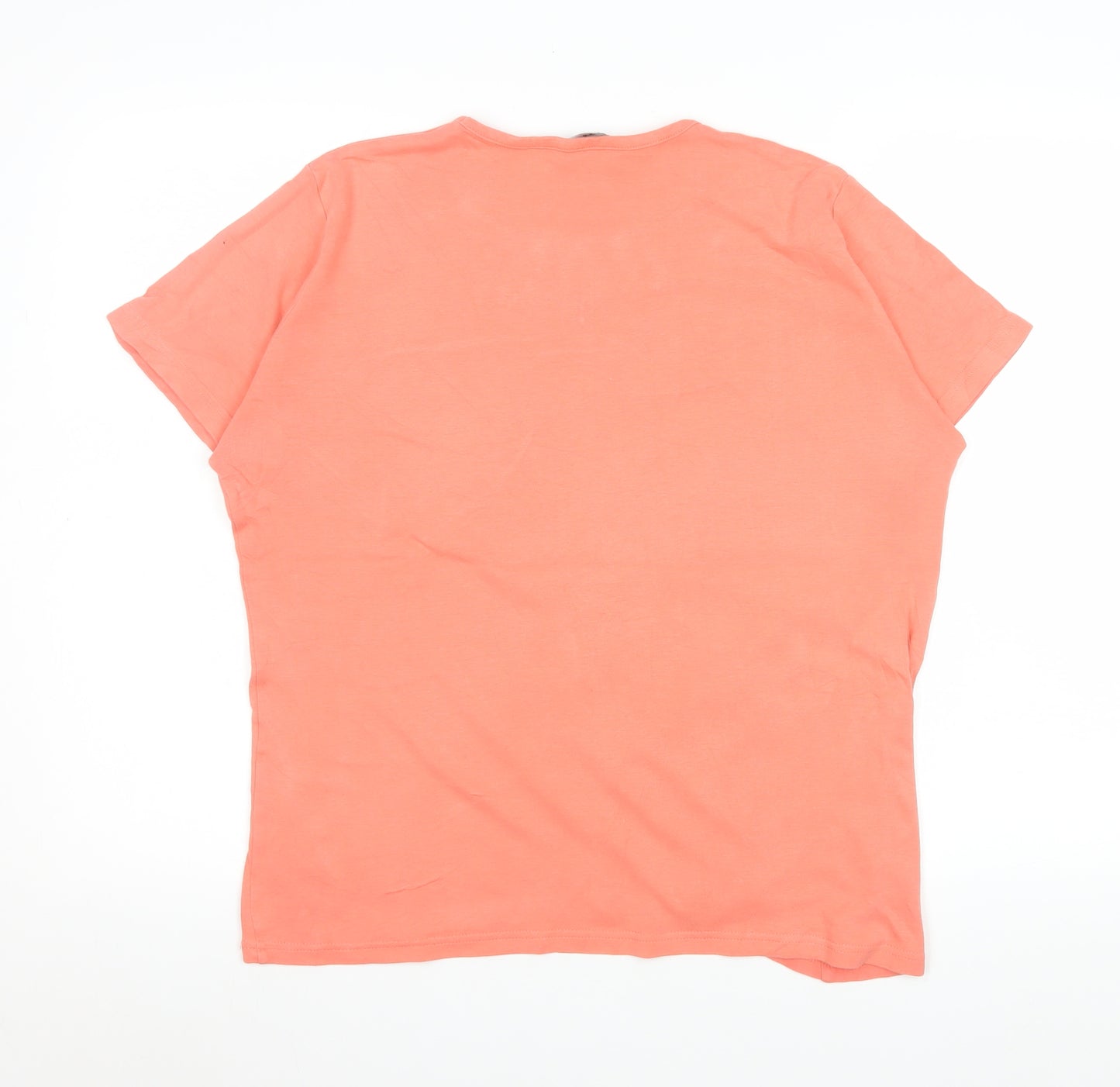 Isle Womens Orange Cotton Short Sleeve Basic T-Shirt L 18-20