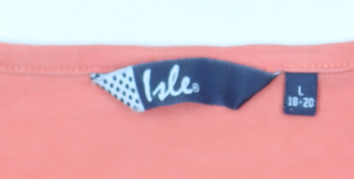 Isle Womens Orange Cotton Short Sleeve Basic T-Shirt L 18-20