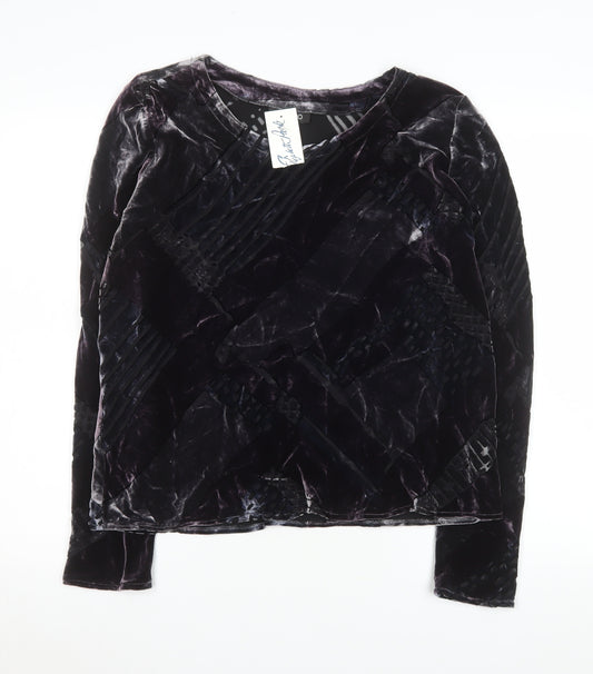 Bianco Womens Black Velvet Blouse Size 14 Long Sleeve Winter Top
