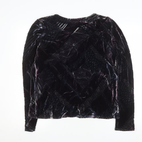 Bianco Womens Black Velvet Blouse Size 14 Long Sleeve Winter Top