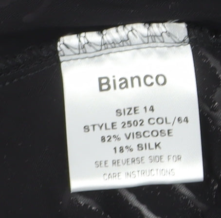 Bianco Womens Black Velvet Blouse Size 14 Long Sleeve Winter Top