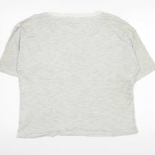 BAM Bamboo Clothing Women’s White Striped T-Shirt Size 12 Short Sleeve