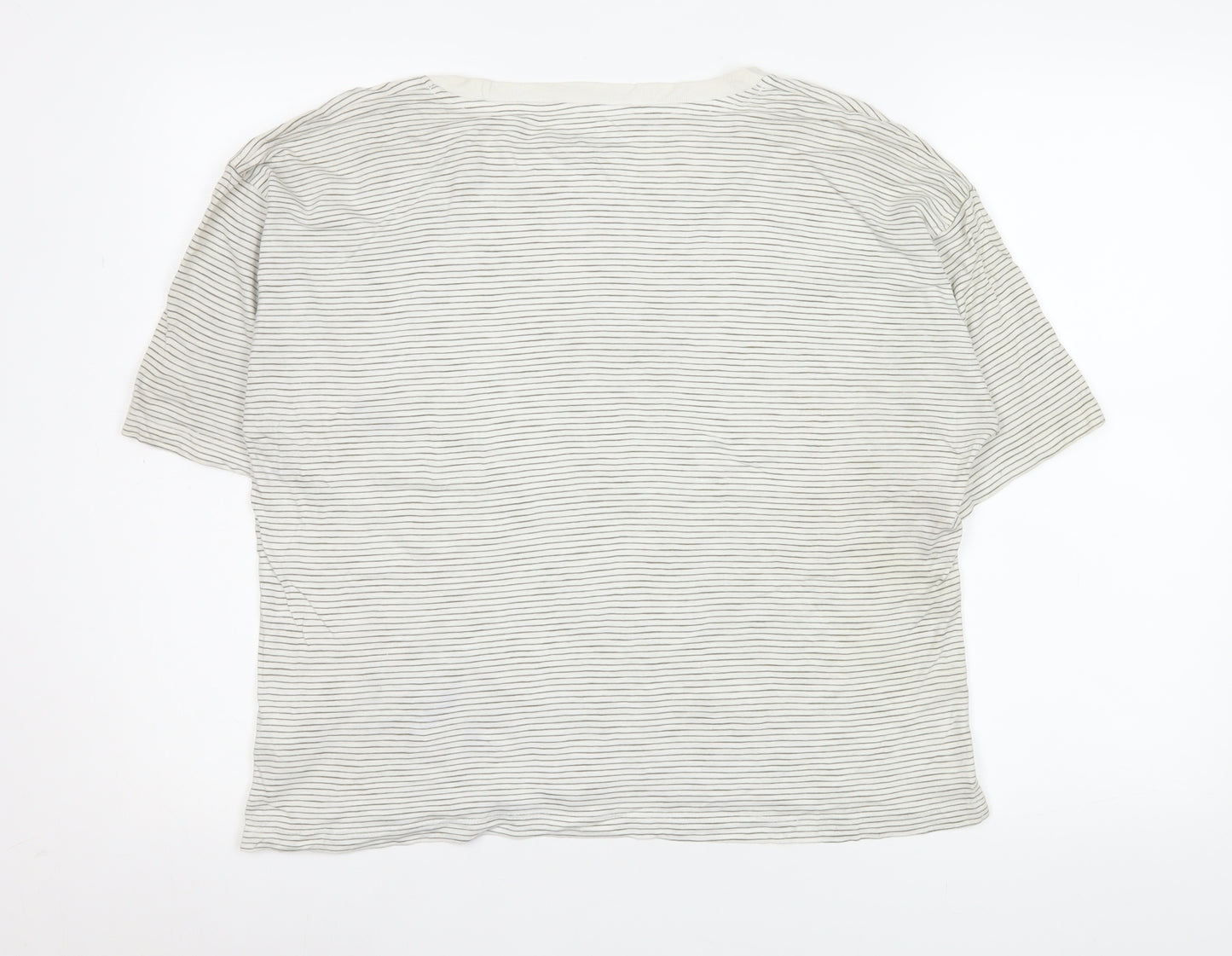 BAM Bamboo Clothing Women’s White Striped T-Shirt Size 12 Short Sleeve