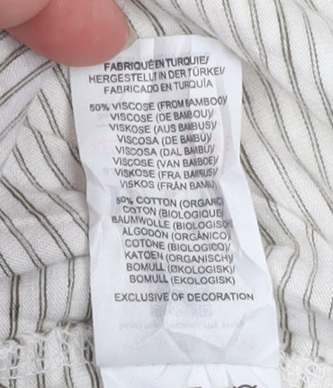 BAM Bamboo Clothing Women’s White Striped T-Shirt Size 12 Short Sleeve