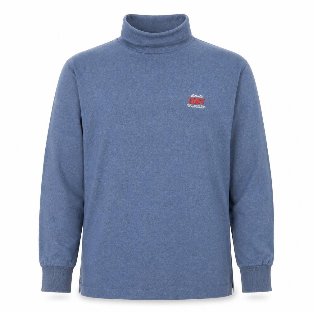 Front view of Levi's Men's Blue Long Sleeve Turtleneck Casual Shirt, size L