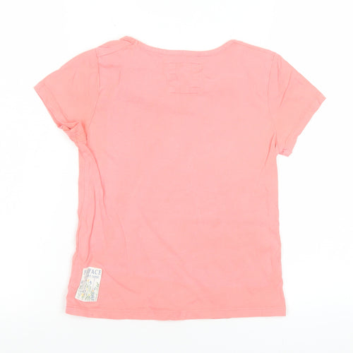 FatFace Girls Pink Graphic T-Shirt 8-9 Years 'Happy Days & Sun Rays' Cotton