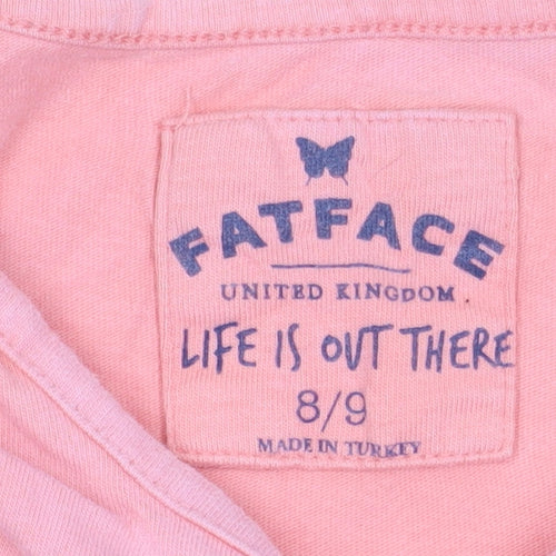 FatFace Girls Pink Graphic T-Shirt 8-9 Years 'Happy Days & Sun Rays' Cotton