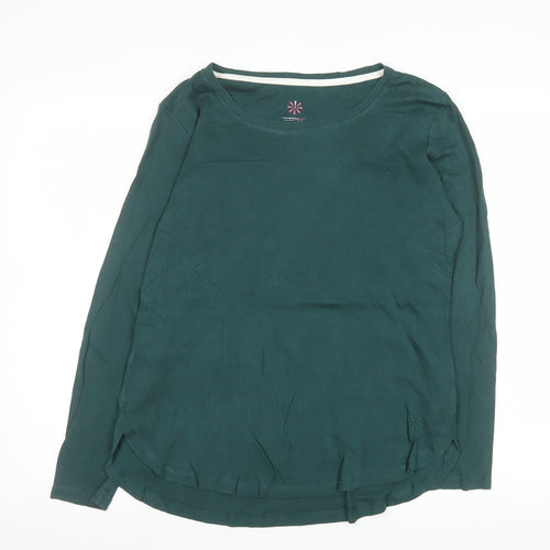 Isaac Mizrahi Live Womens Green Long Sleeve Cotton T-Shirt Size M