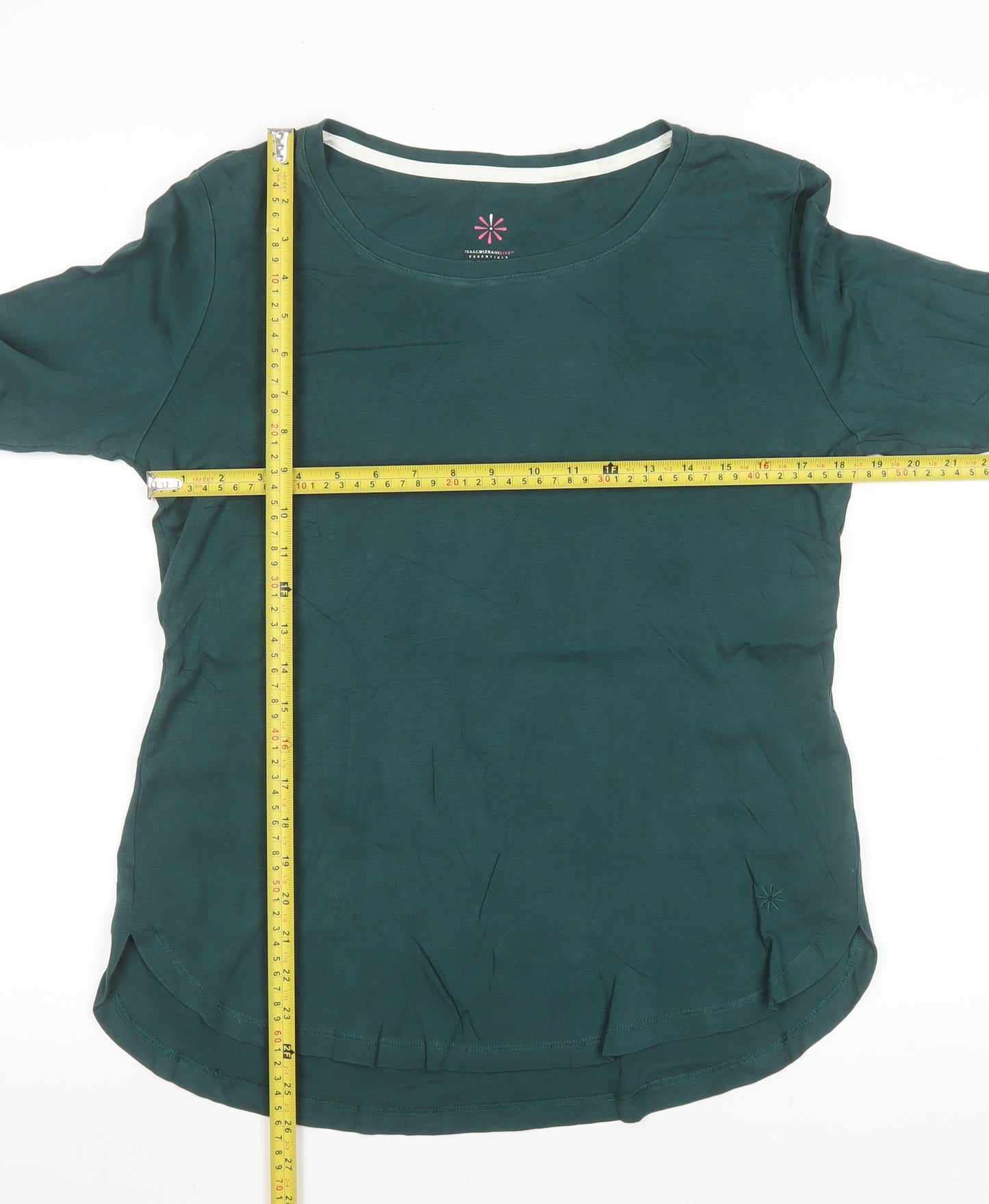 Isaac Mizrahi Live Womens Green Long Sleeve Cotton T-Shirt Size M