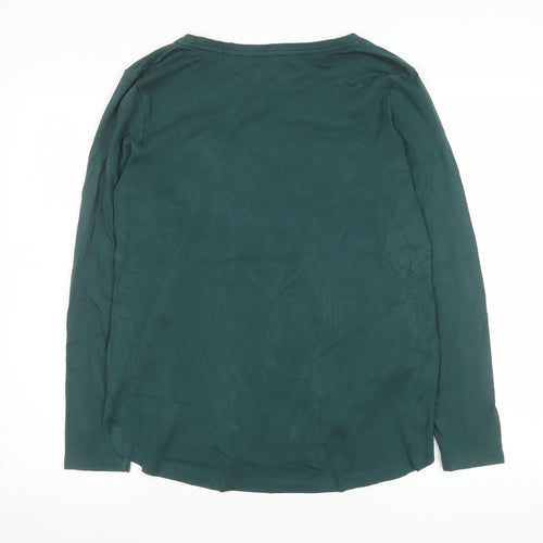 Isaac Mizrahi Live Womens Green Long Sleeve Cotton T-Shirt Size M