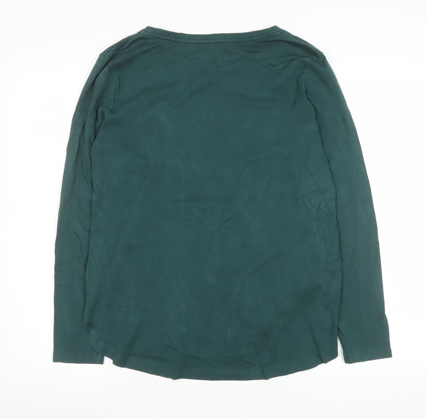 Isaac Mizrahi Live Womens Green Long Sleeve Cotton T-Shirt Size M