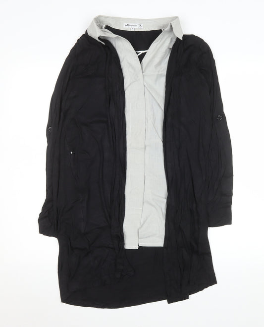 Internacionale Womens Black Size 14 Tunic Collared Long Sleeve Blouse