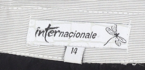 Internacionale Womens Black Size 14 Tunic Collared Long Sleeve Blouse