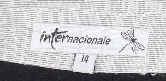 Internacionale Womens Black Size 14 Tunic Collared Long Sleeve Blouse