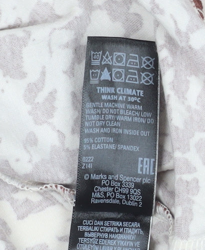 Marks and Spencer Womens Brown Animal Print Mock Neck Long Sleeve Top Size 14