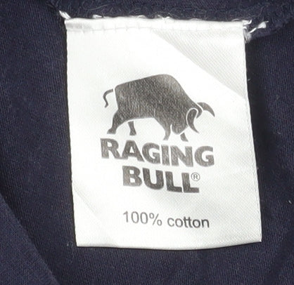 Raging Bull Men's Blue Graphic Print Cotton T-Shirt Size L