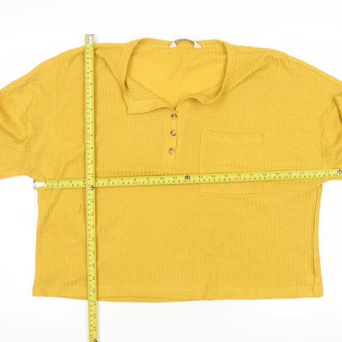 Apricot Women’s Yellow Long Sleeve Collared Button-Up Knit Top Size 14